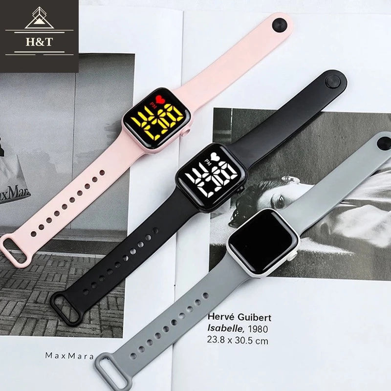 Relógio Feminino LED quadrado à prova d'água digital masculino Esportes