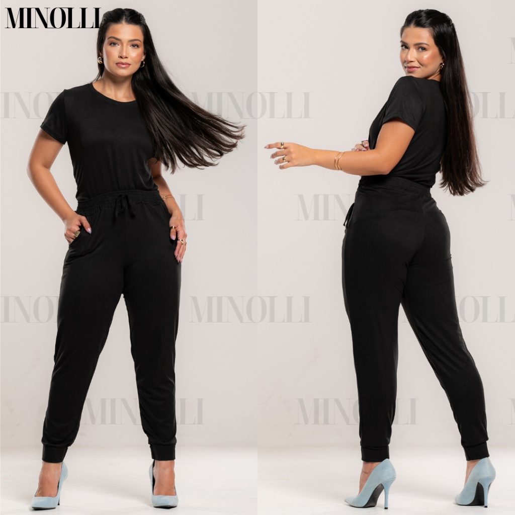 Conjunto Feminino Malha Suede Light Calça Jogguer Blusa Feminina Confortável Fardamento Roupa