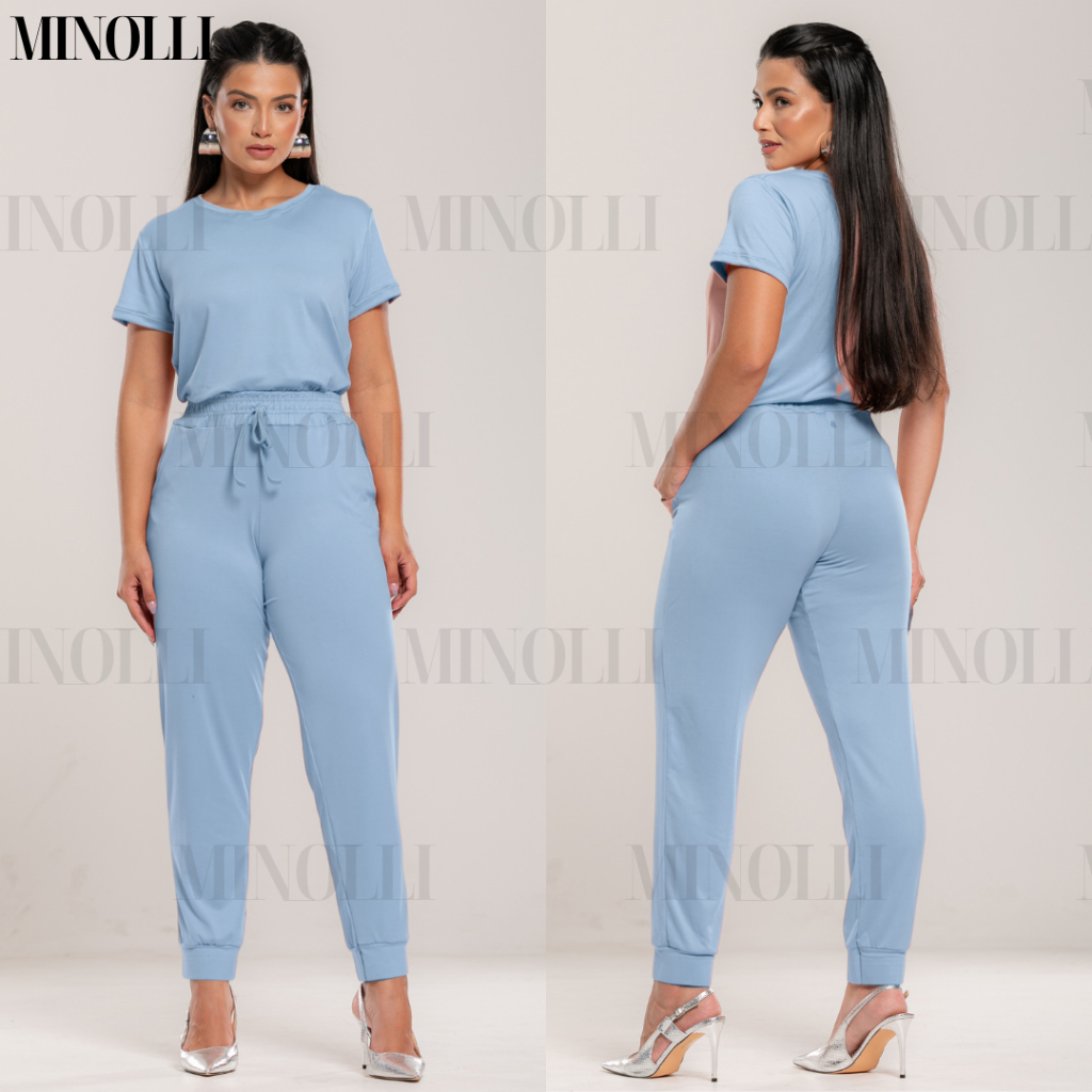 Conjunto Feminino Malha Suede Light Calça Jogguer Blusa Feminina Confortável Fardamento Roupa