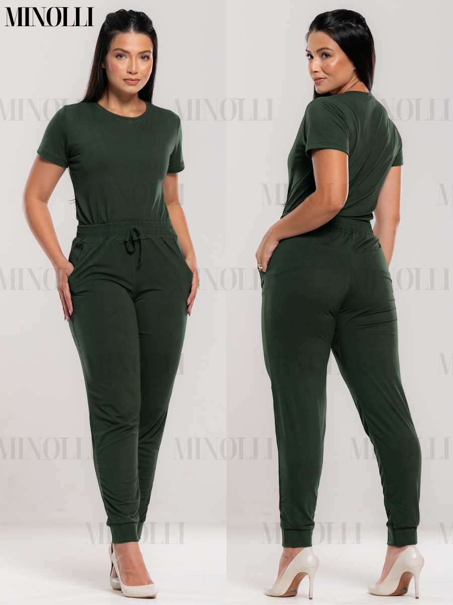 Conjunto Feminino Malha Suede Light Calça Jogguer Blusa Feminina Confortável Fardamento Roupa