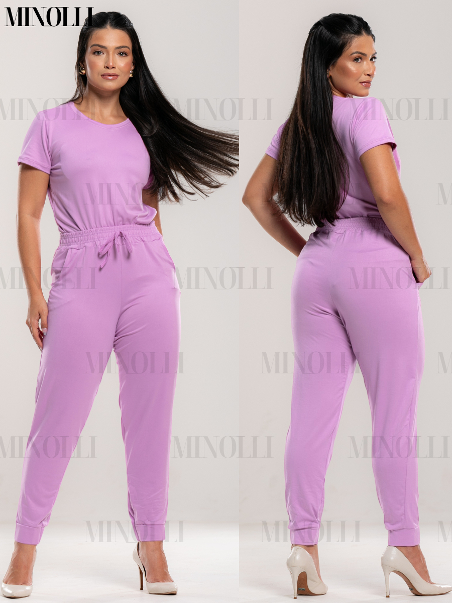 Conjunto Feminino Malha Suede Light Calça Jogguer Blusa Feminina Confortável Fardamento Roupa