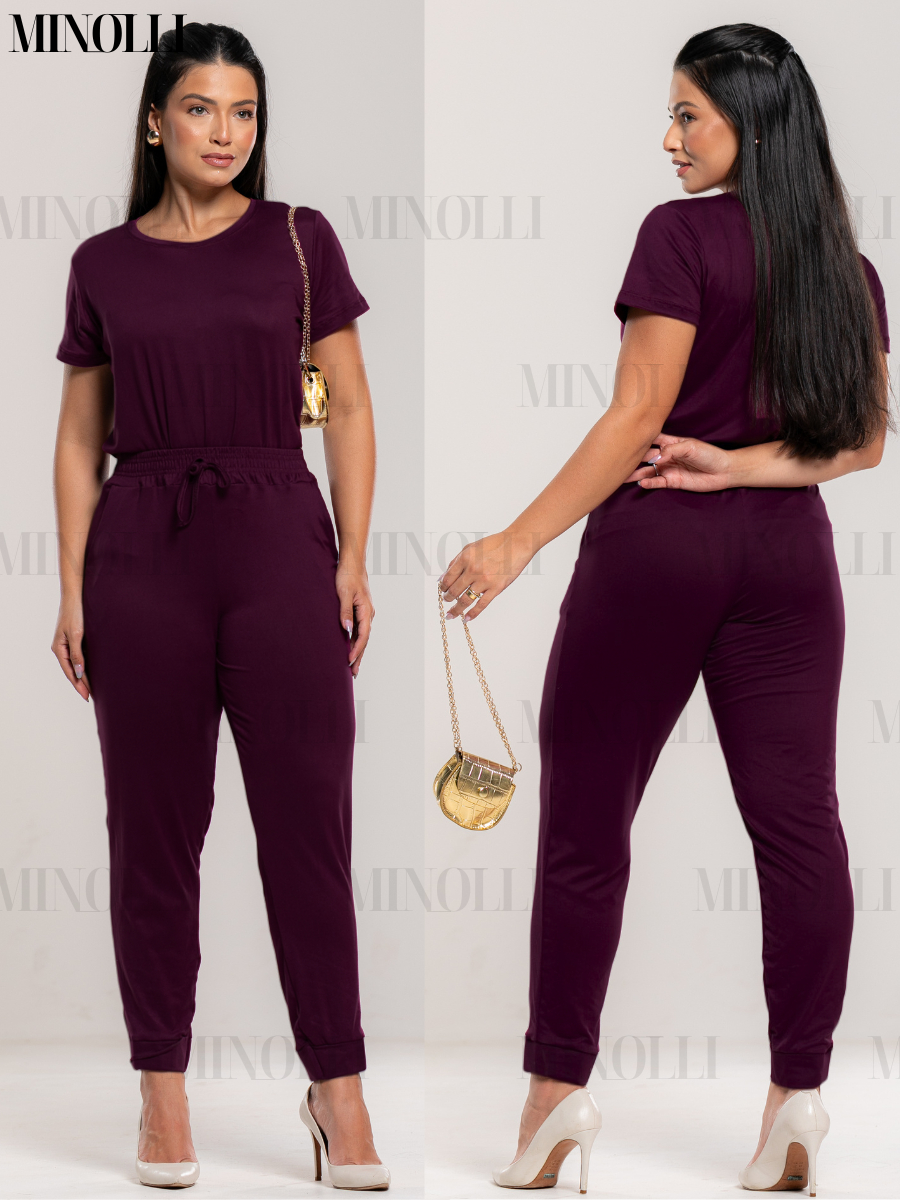 Conjunto Feminino Malha Suede Light Calça Jogguer Blusa Feminina Confortável Fardamento Roupa