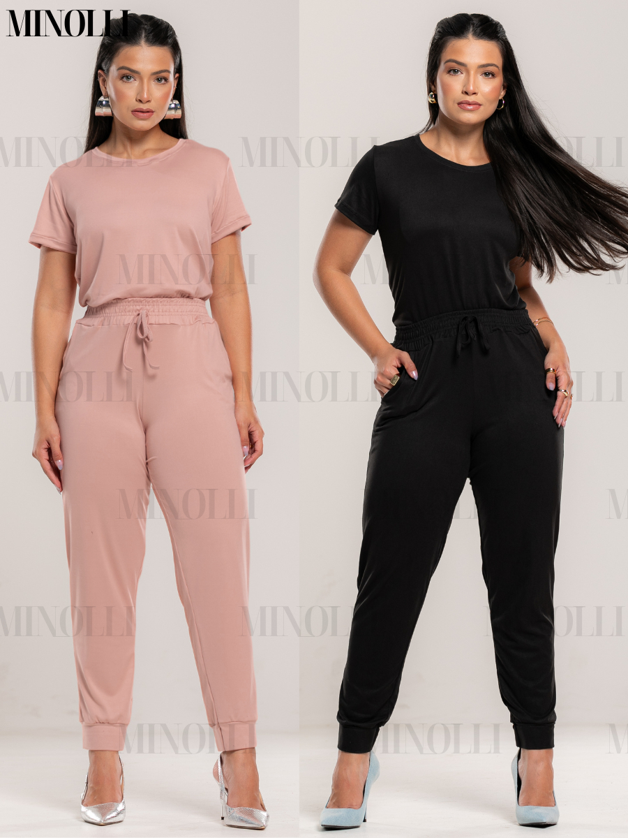 Conjunto Feminino Malha Suede Light Calça Jogguer Blusa Feminina Confortável Fardamento Roupa