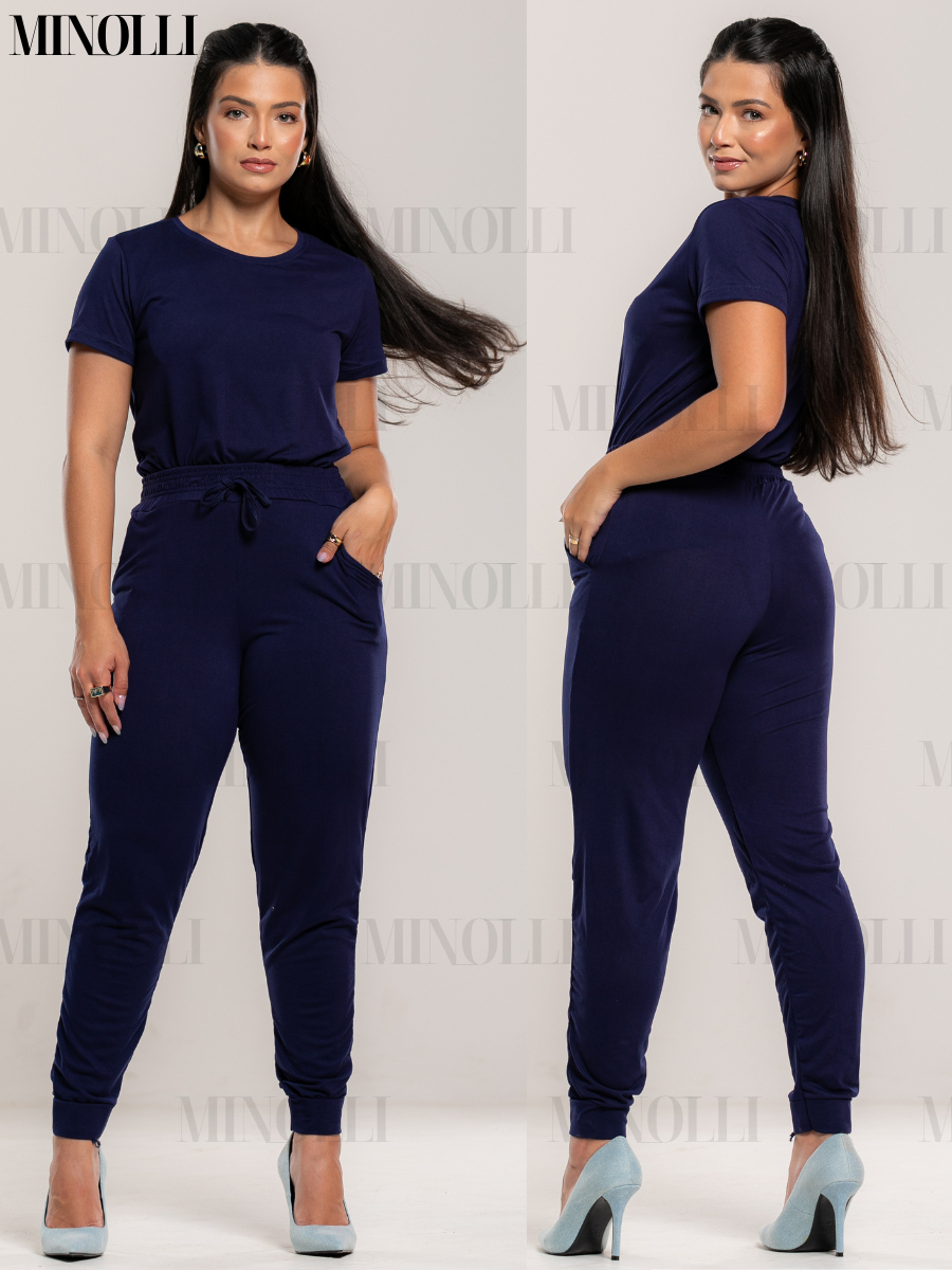 Conjunto Feminino Malha Suede Light Calça Jogguer Blusa Feminina Confortável Fardamento Roupa