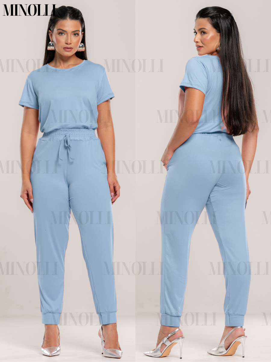 Conjunto Feminino Malha Suede Light Calça Jogguer Blusa Feminina Confortável Fardamento Roupa