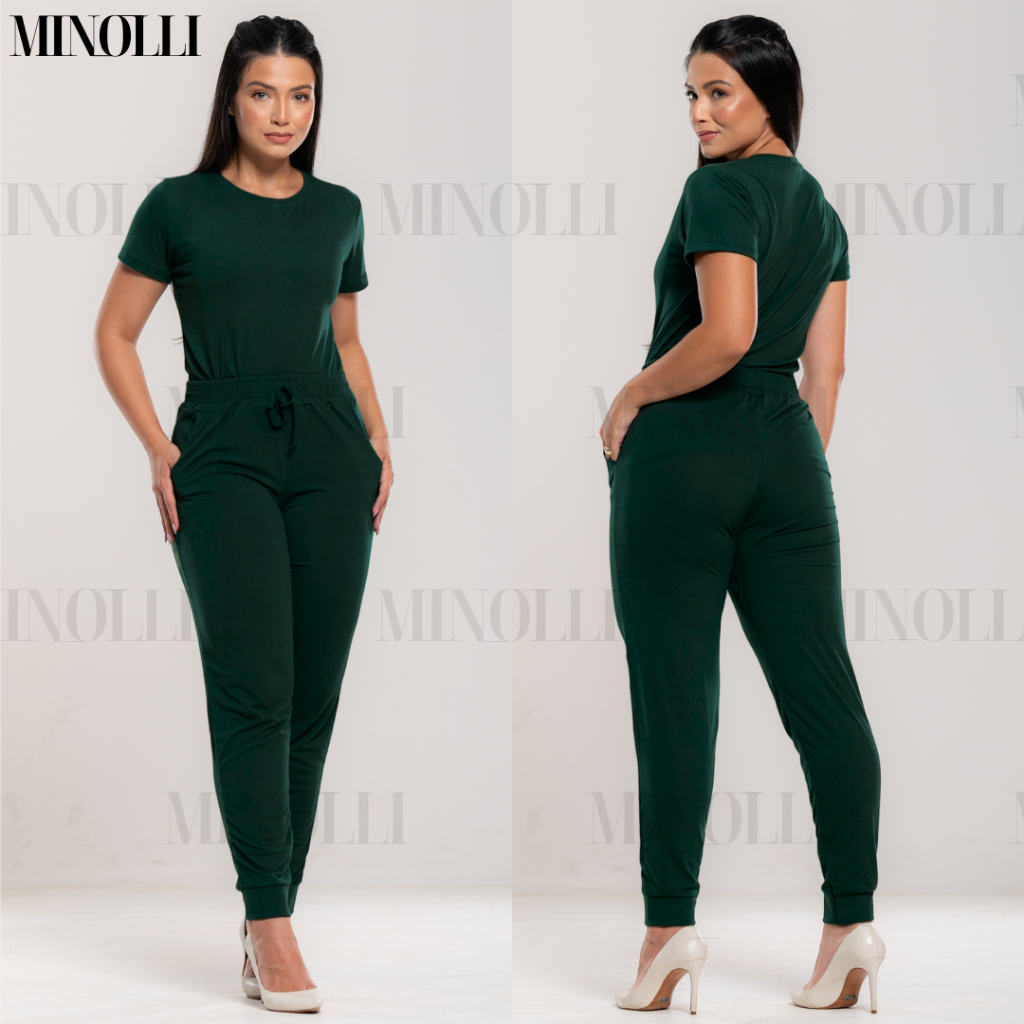 Conjunto Feminino Malha Suede Light Calça Jogguer Blusa Feminina Confortável Fardamento Roupa