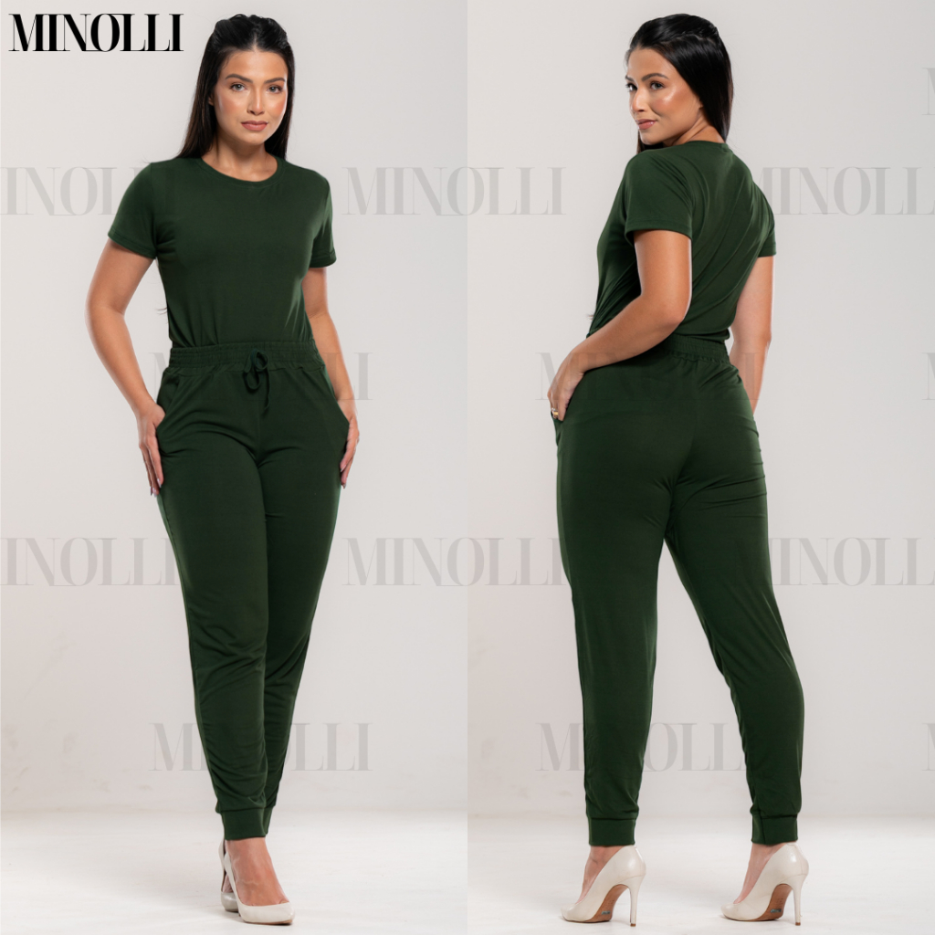 Conjunto Feminino Malha Suede Light Calça Jogguer Blusa Feminina Confortável Fardamento Roupa