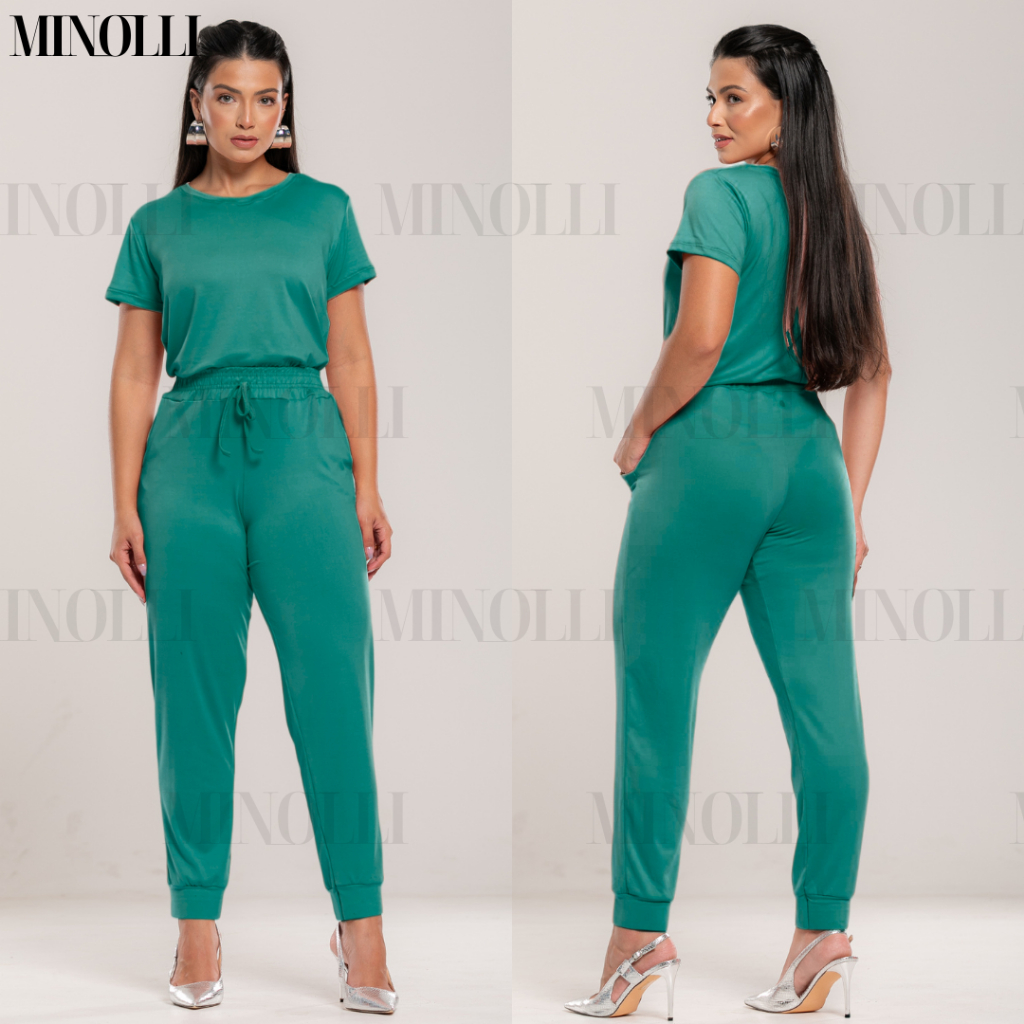 Conjunto Feminino Malha Suede Light Calça Jogguer Blusa Feminina Confortável Fardamento Roupa