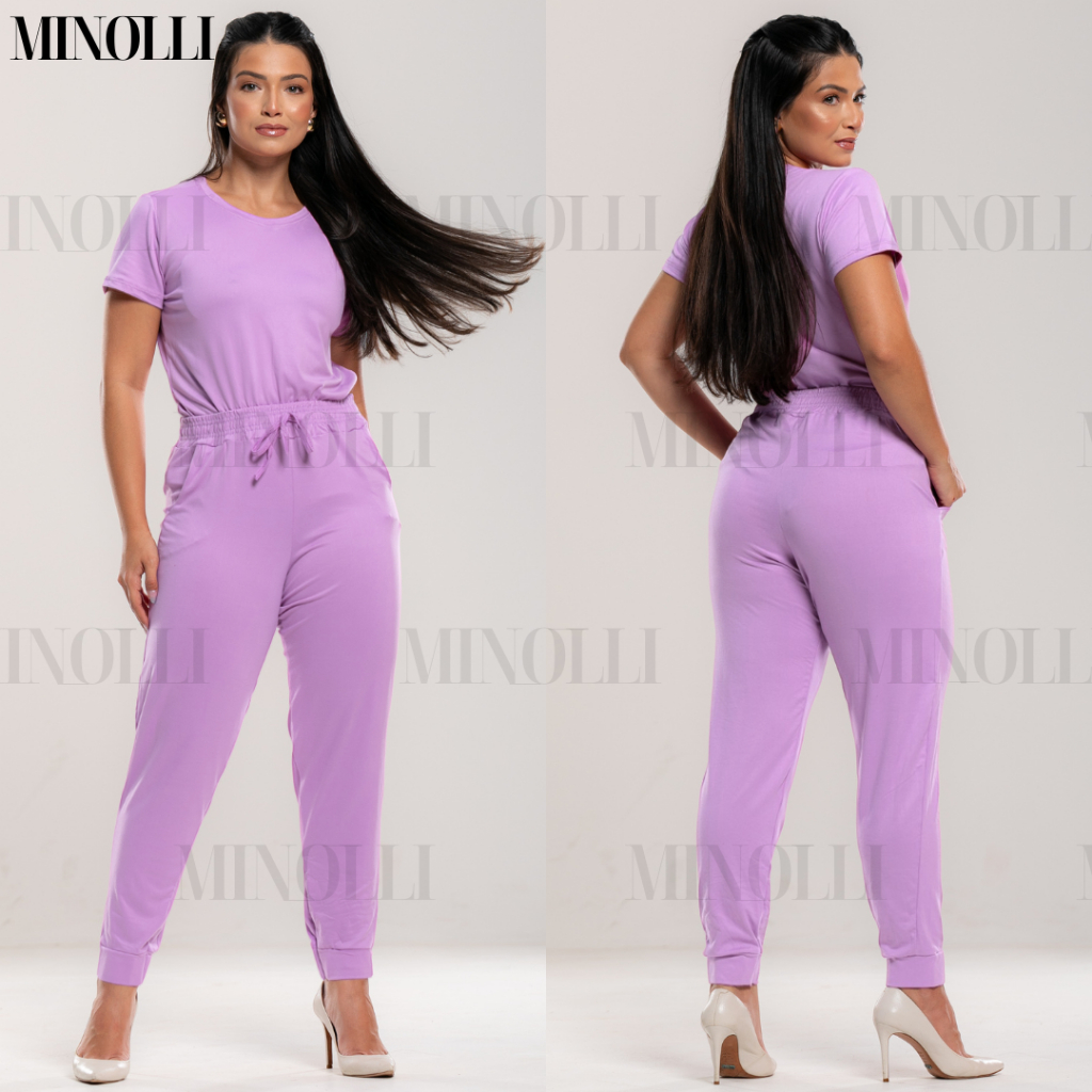 Conjunto Feminino Malha Suede Light Calça Jogguer Blusa Feminina Confortável Fardamento Roupa