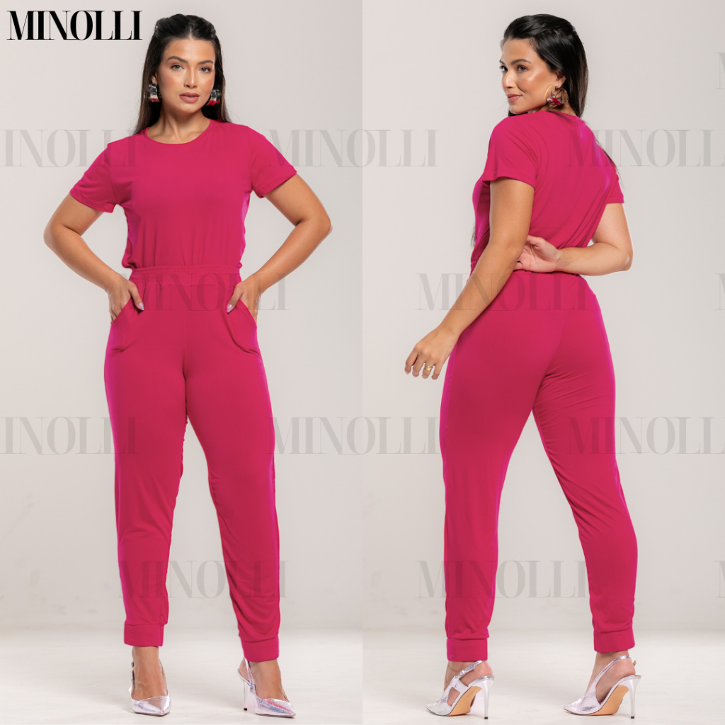 Conjunto Feminino Malha Suede Light Calça Jogguer Blusa Feminina Confortável Fardamento Roupa