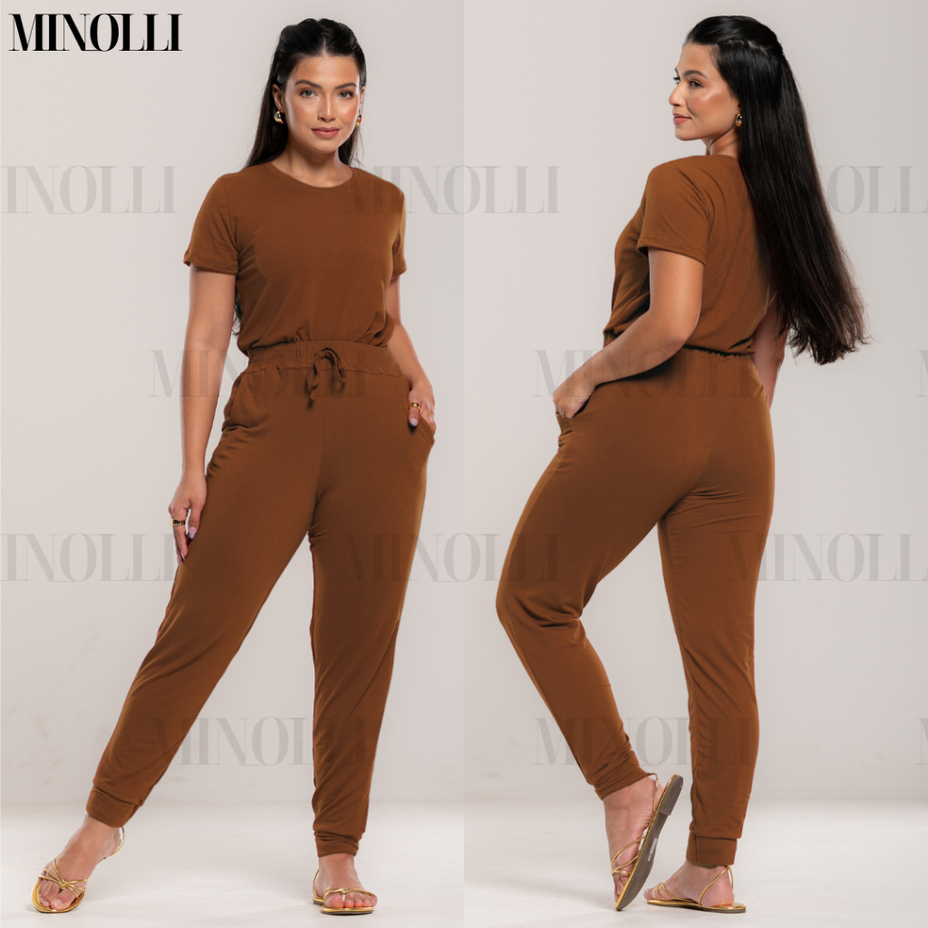 Conjunto Feminino Malha Suede Light Calça Jogguer Blusa Feminina Confortável Fardamento Roupa