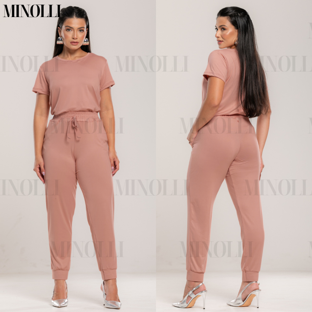 Conjunto Feminino Malha Suede Light Calça Jogguer Blusa Feminina Confortável Fardamento Roupa