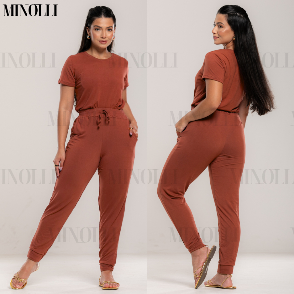 Conjunto Feminino Malha Suede Light Calça Jogguer Blusa Feminina Confortável Fardamento Roupa