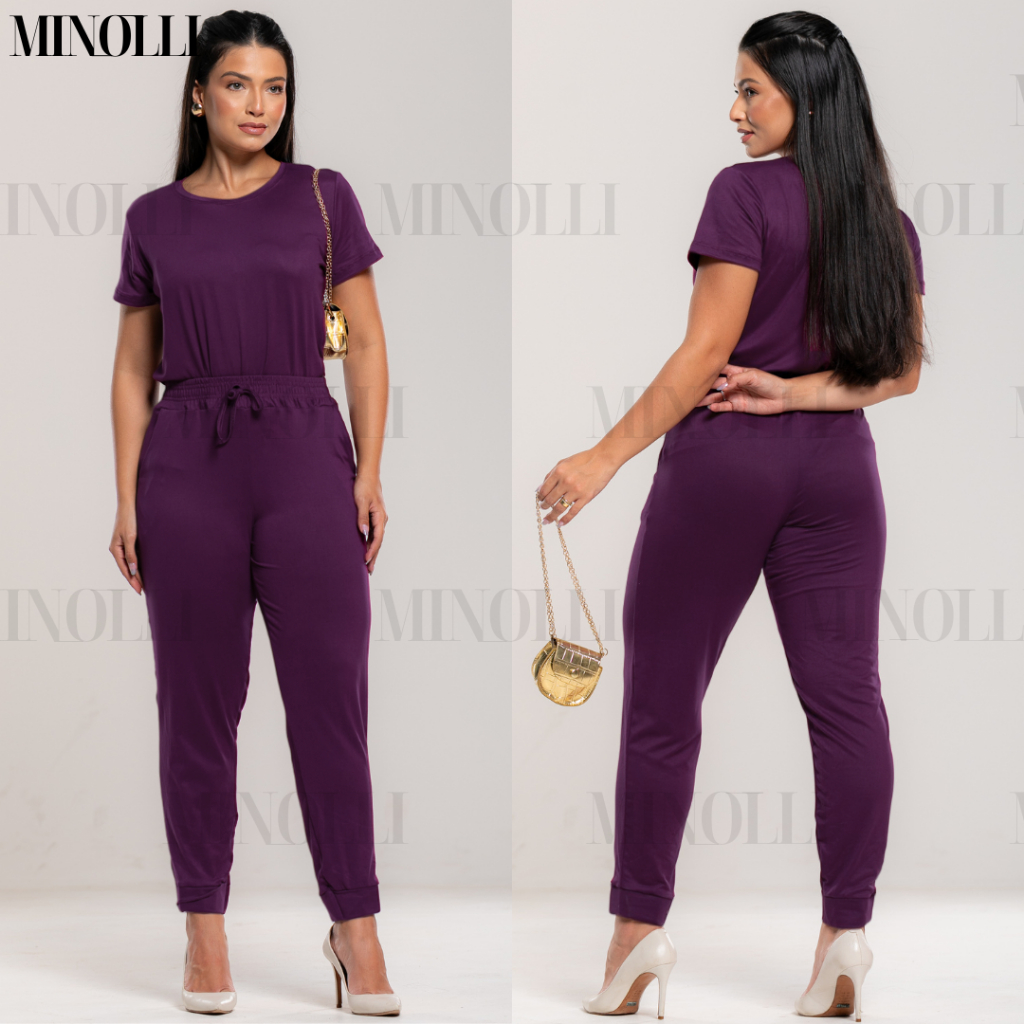 Conjunto Feminino Malha Suede Light Calça Jogguer Blusa Feminina Confortável Fardamento Roupa