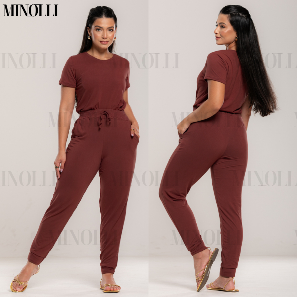 Conjunto Feminino Malha Suede Light Calça Jogguer Blusa Feminina Confortável Fardamento Roupa