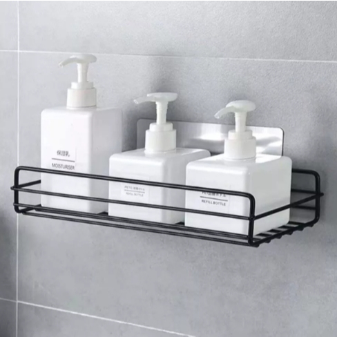 Kit Suporte Prateleira Porta Shampoo de Canto e Reto Com Adesivo Organizador