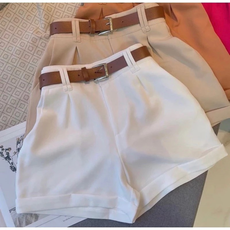 Short Alfaiataria Feminino Cintura Alta Com Bolso Com Cinto ENVIO IMEDIATO