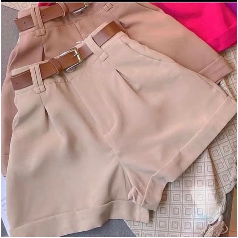 Short Alfaiataria Feminino Cintura Alta Com Bolso Com Cinto ENVIO IMEDIATO