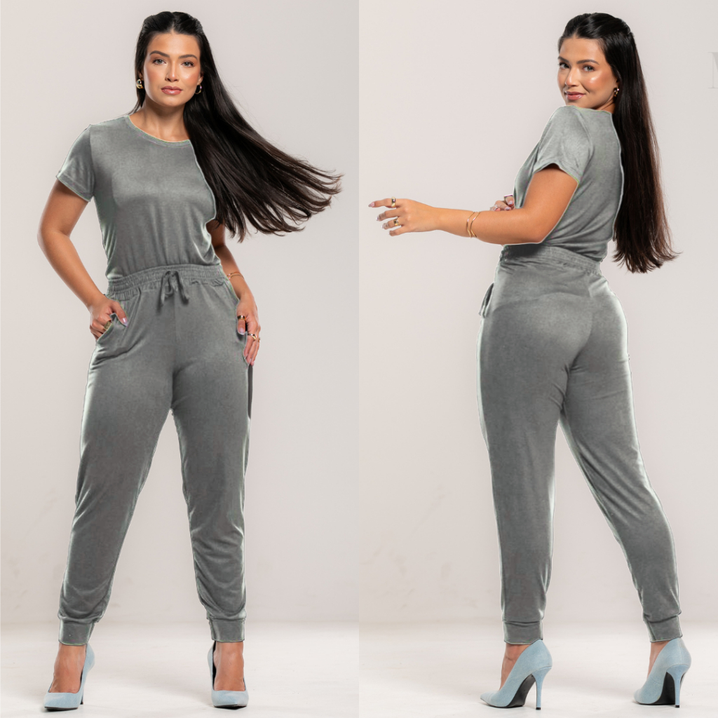 Conjunto Feminino Malha Suede Light Calça Jogguer Blusa Feminina Confortável Fardamento Roupa