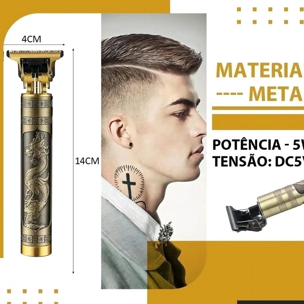 Máquina De Cortar Cabelo Para Barba Masculina Designer Aleatório Elétrico Etilo Proficional