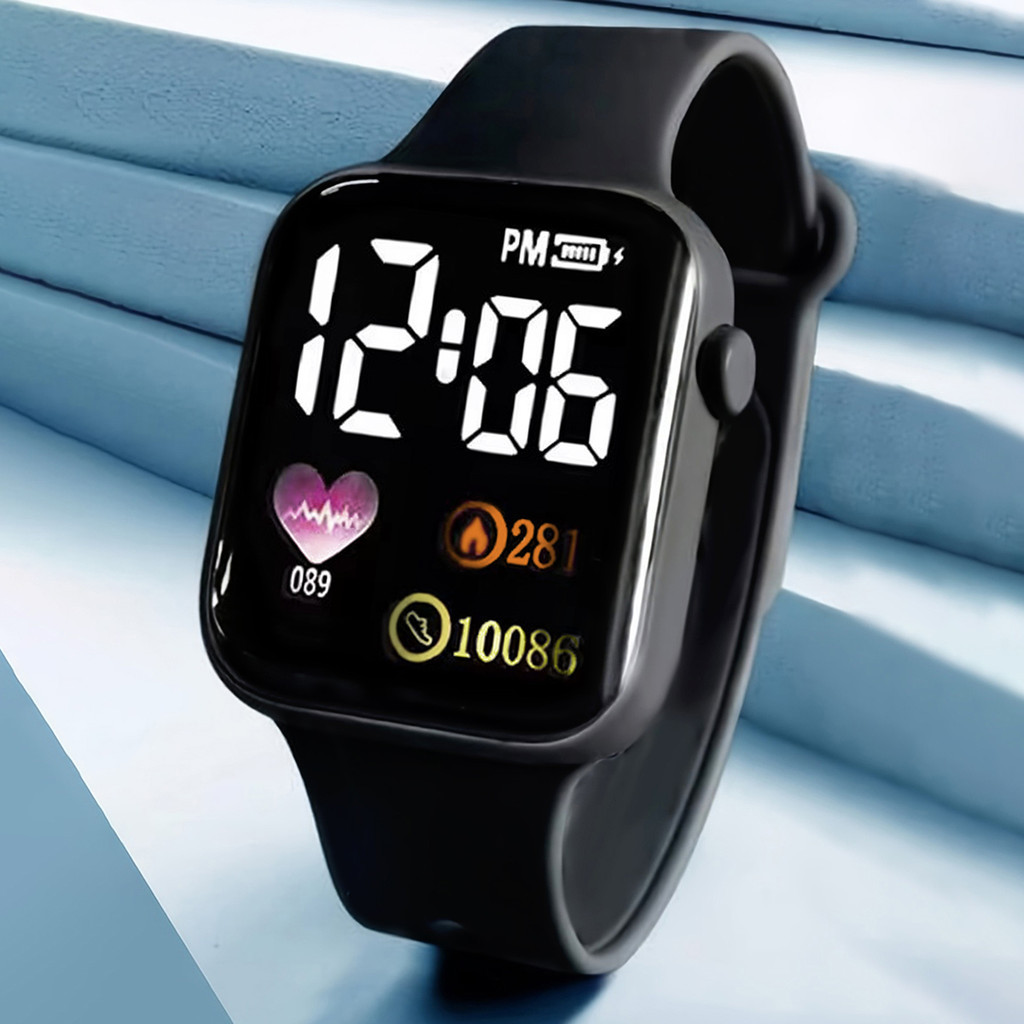 Conjunto De Relógio Digital Elegante , 4 Unidades , Caixa Quadrada , Pulseiras De Coração Para Mulheres , Presente De Na