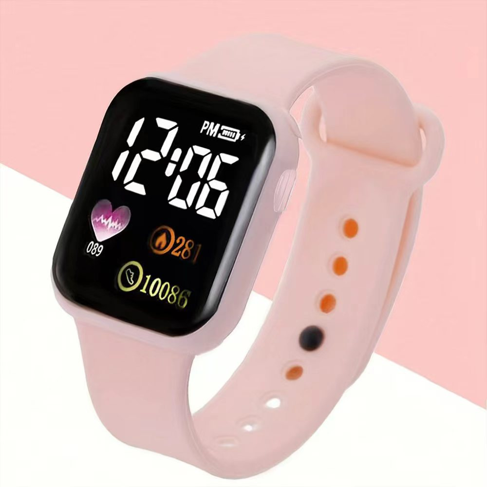 Conjunto De Relógio Digital Elegante , 4 Unidades , Caixa Quadrada , Pulseiras De Coração Para Mulheres , Presente De Na